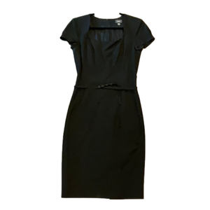 SOLD - Mexx Black Belted Midi Sheath Dress - 8